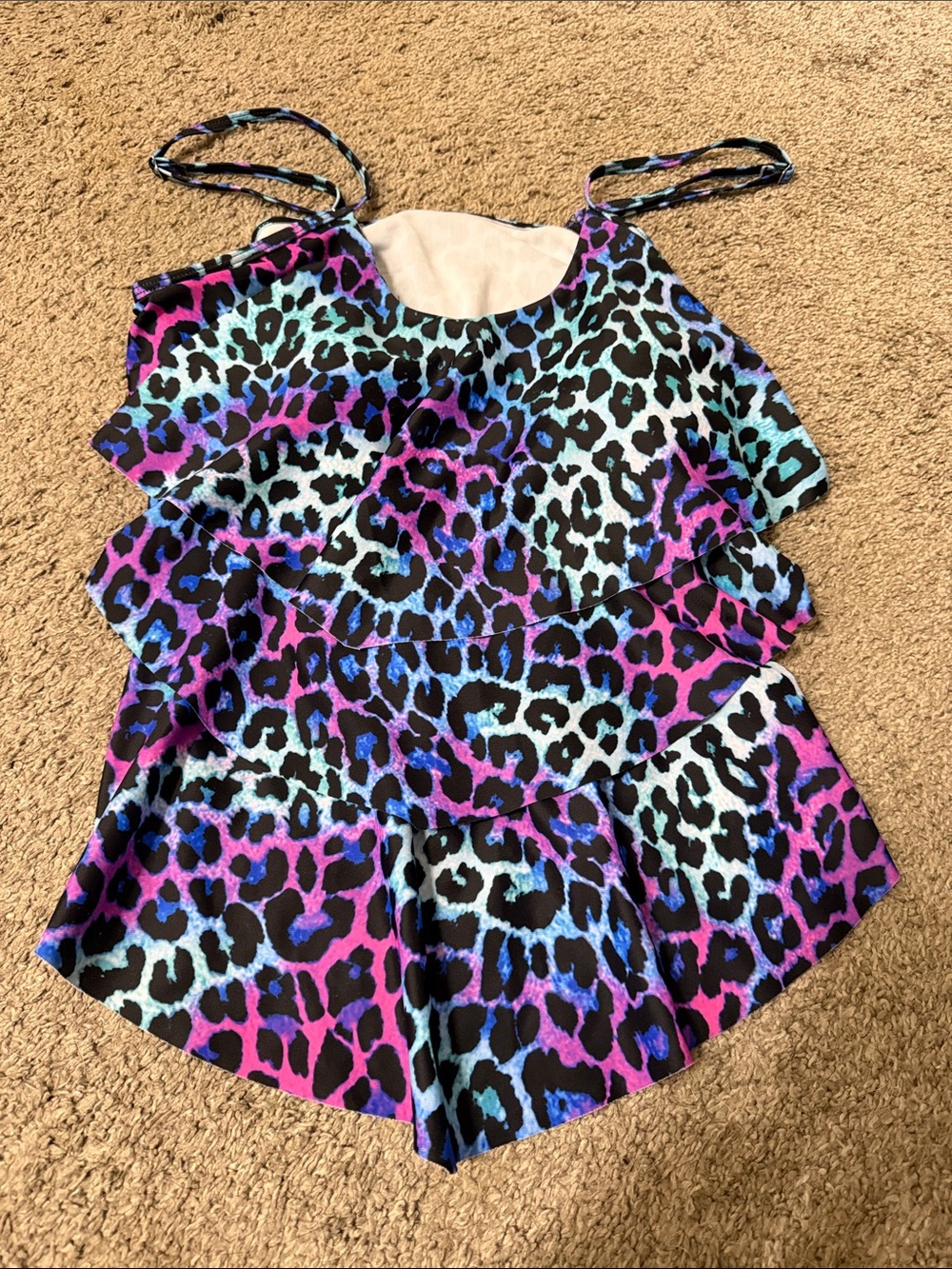 Women’s Multi-Color Leopard Swimsuit Print Ruffle Tank Top
